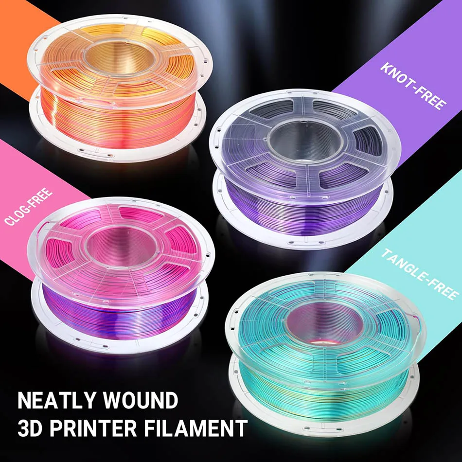 JAYO silk PLA filament in use with 3D printer producing dual color object