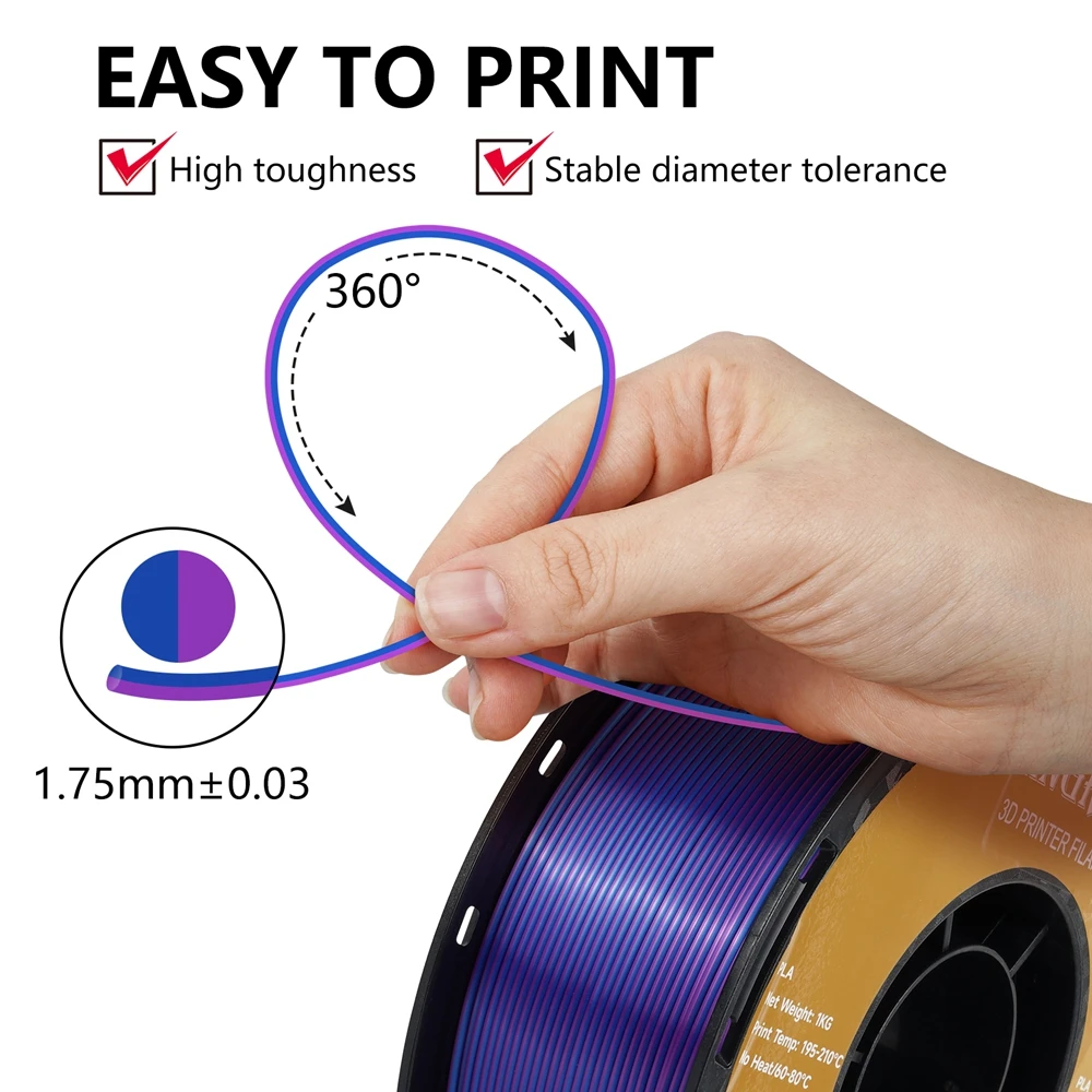 3D printed objects using dual-color silk PLA filament