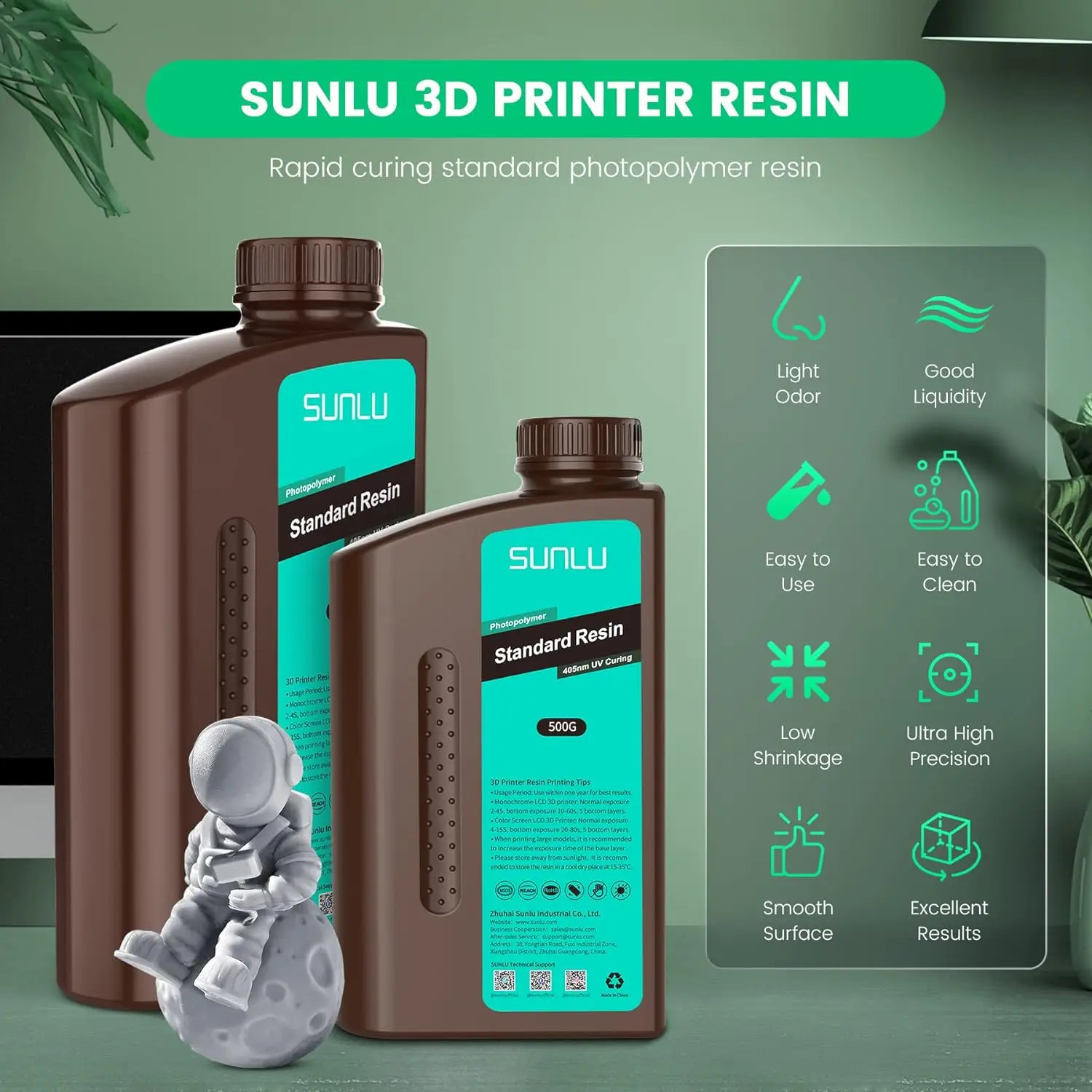 SUNLU 10KG 3D printer resin bundle with standard and water-wash options
