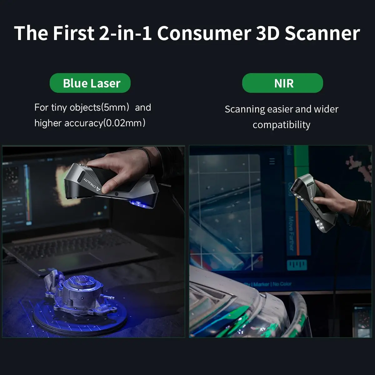 Close-up of Creality Raptor CR-Scan scanning technology and components