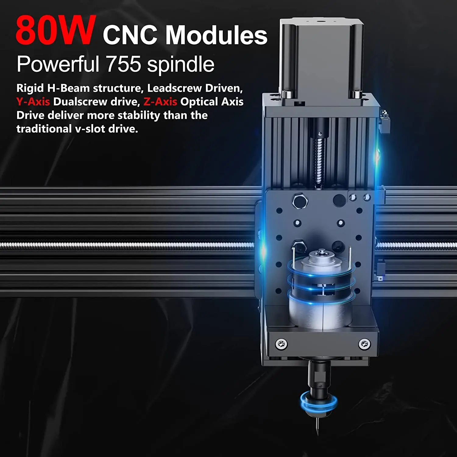 TTC450 CNC router close-up showing spindle and mechanics