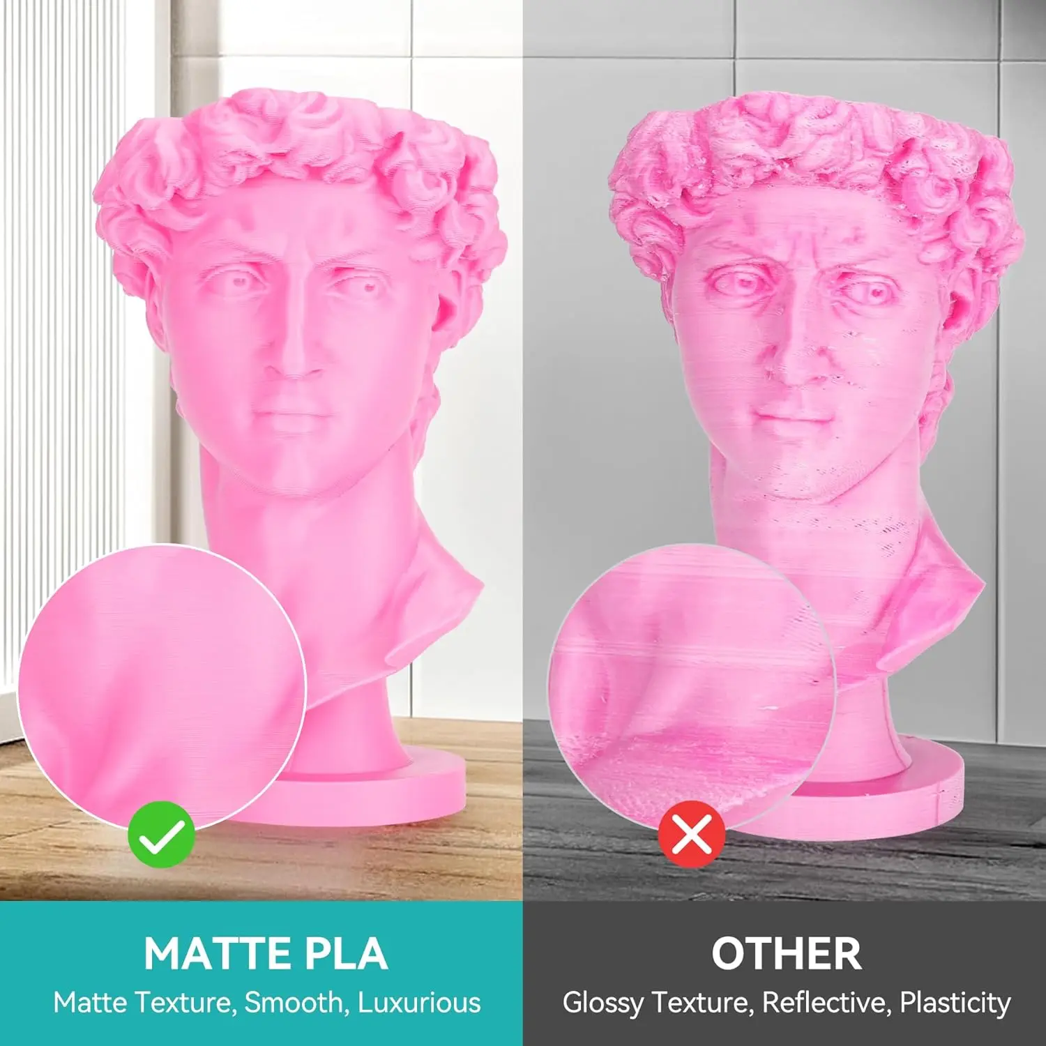 3D printed objects using SUNLU matte filament showing fine details
