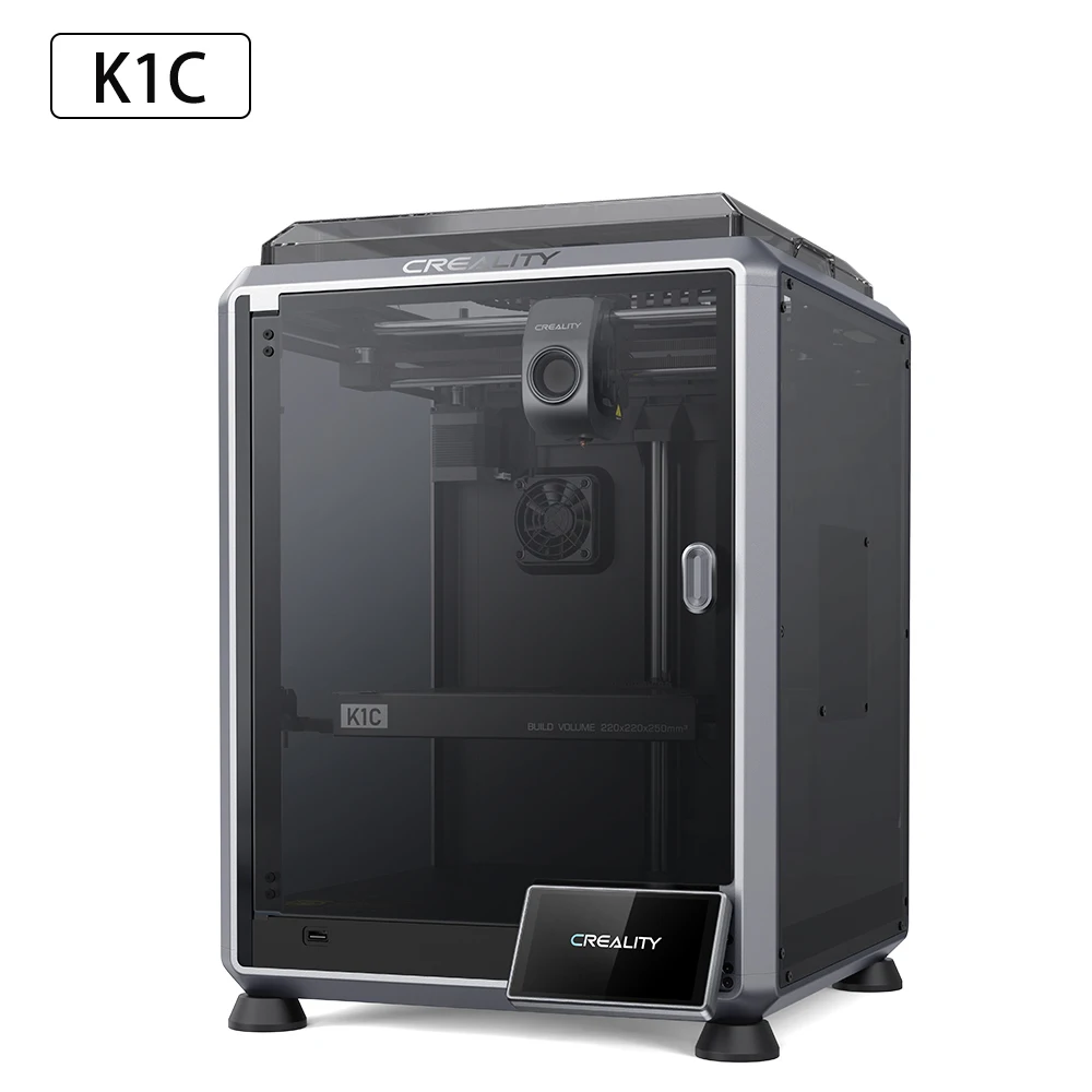 CREALITY K1 printer close-up showing nozzle and cooling system