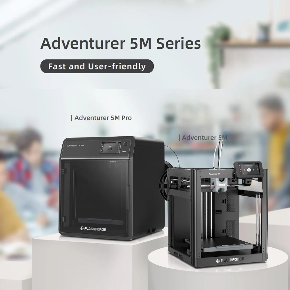 Adventurer 5M printing various objects in multiple materials