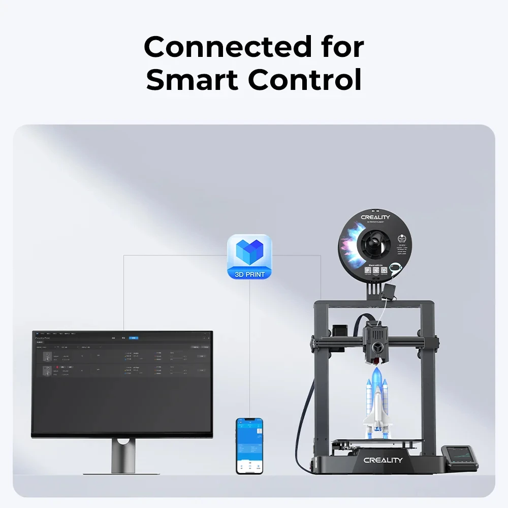 Ender-3 V3 KE printing demonstration with detailed printed object