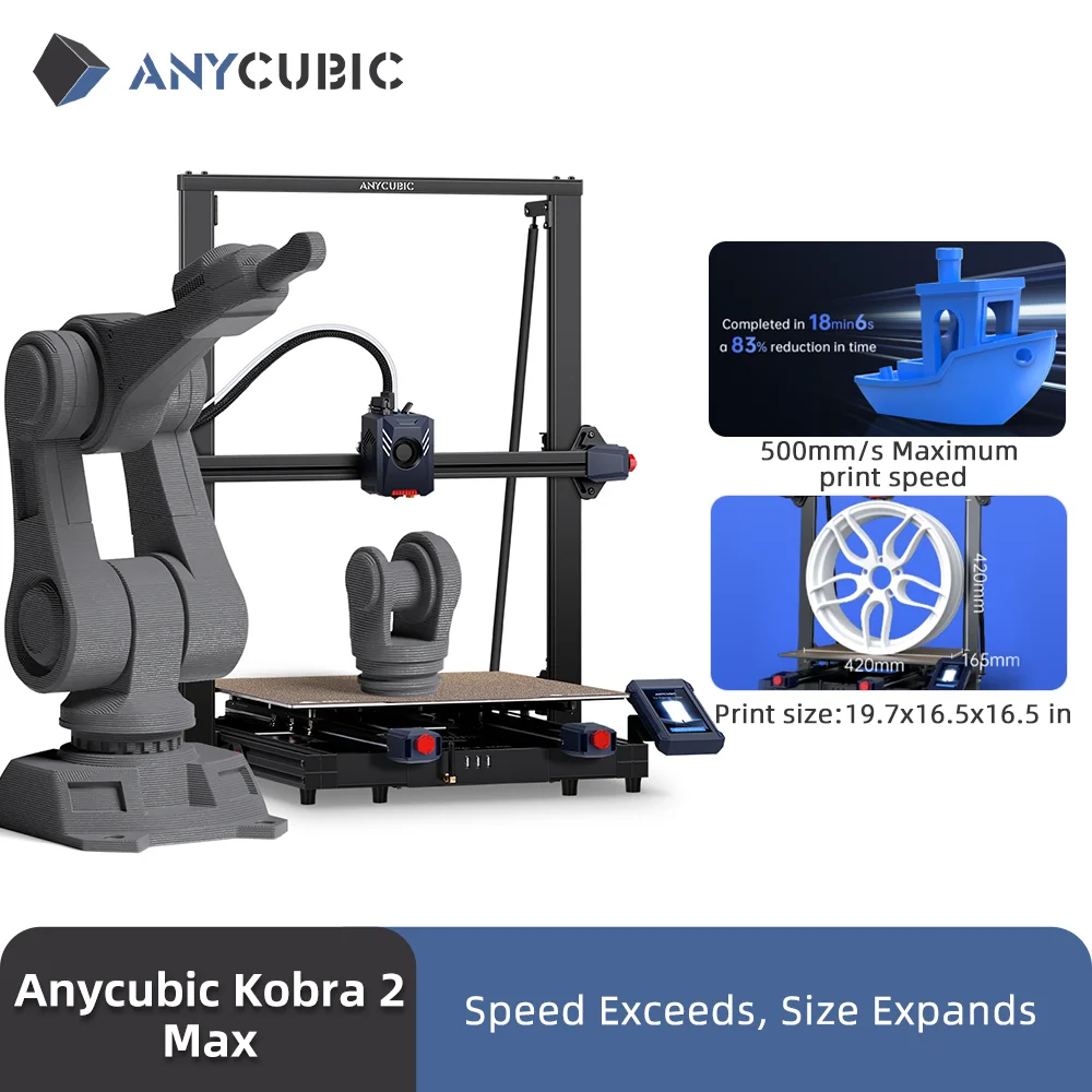 ANYCUBIC Kobra 2 MAX 3D printer showcasing large build volume